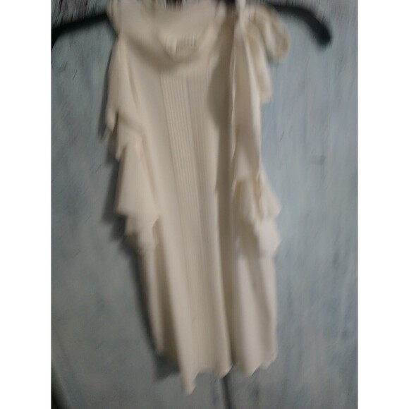 Veronica Beard  Silk Side Bow Tie Ruffled Cream Blouse Size 2 - Picture 2 of 8